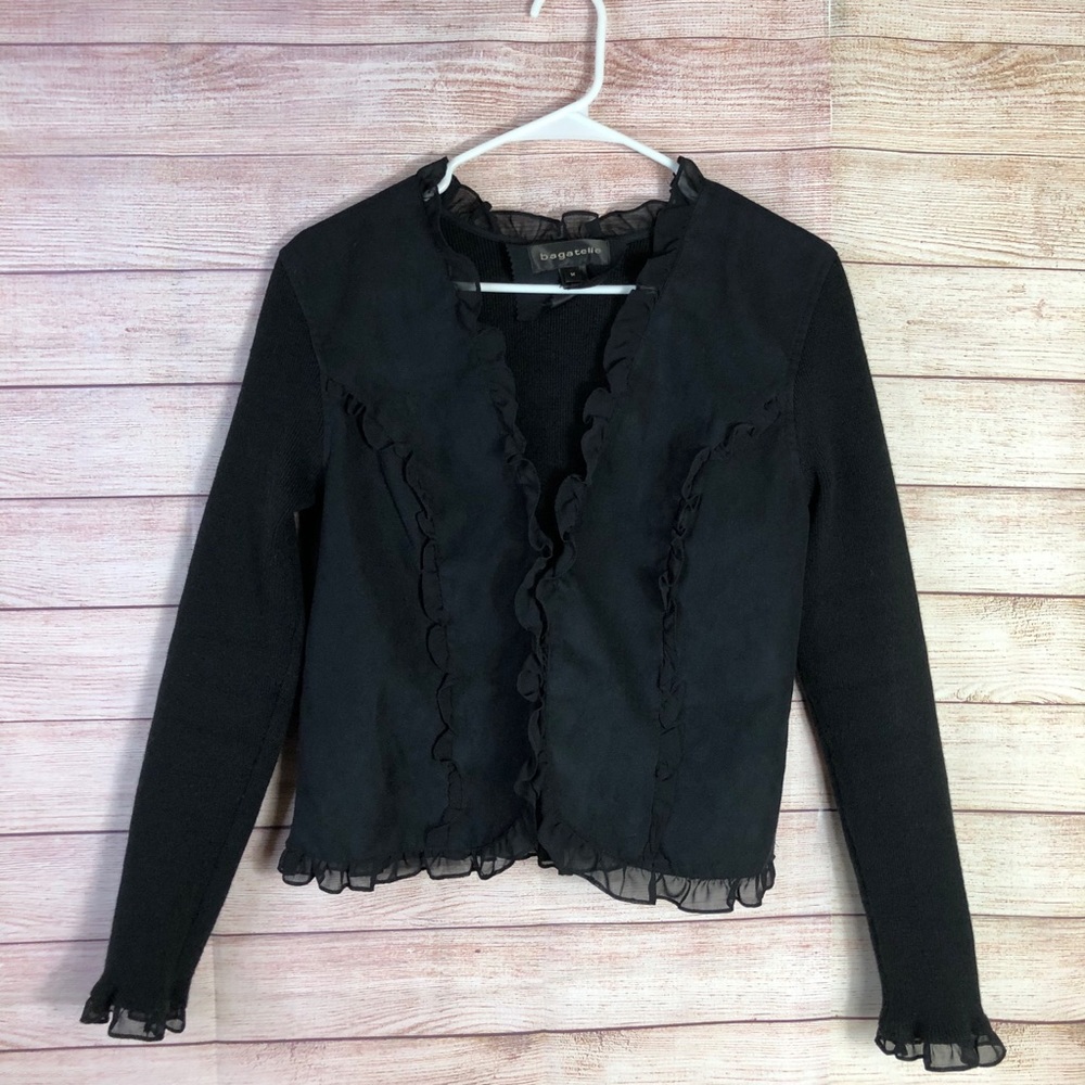 Bagatelle Faux Suede‎ Acrylic Knit Ruffles Jacket M